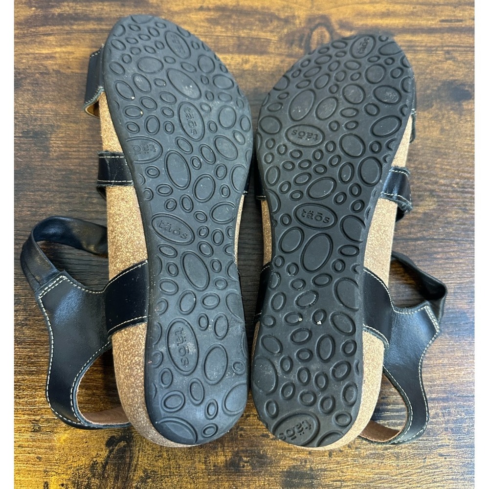 Taos Universe Black Leather Backstrap Sandals Adjustable Size 8-8.5 EUR 39 - Picture 4 of 12
